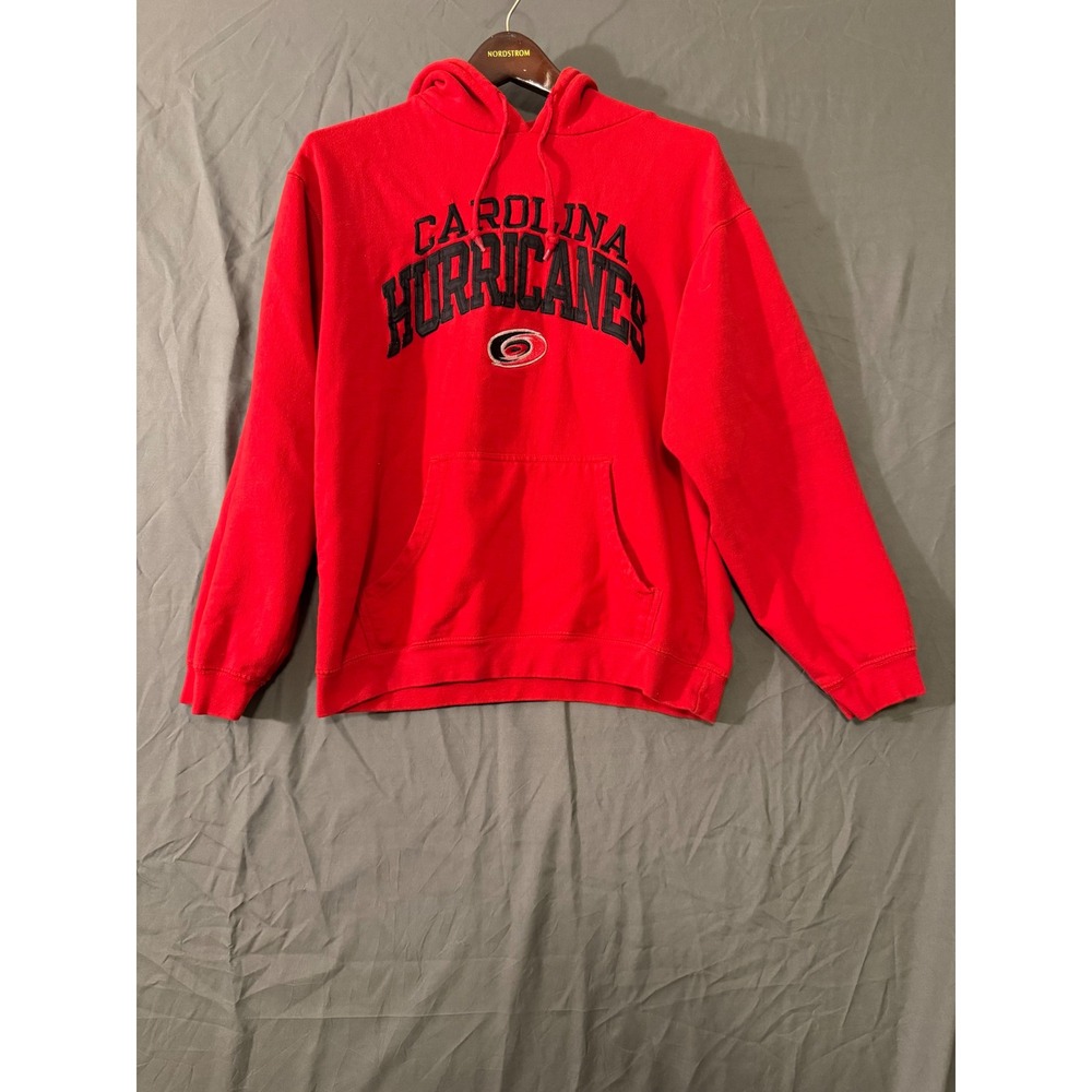 NHL Carolina Hurricanes Hoodie Red Mens Medium Embroidered Logo Sweatshirt